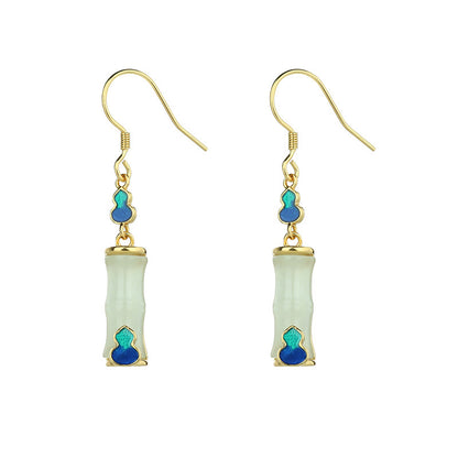 Bamboo Elegance Jade Earrings