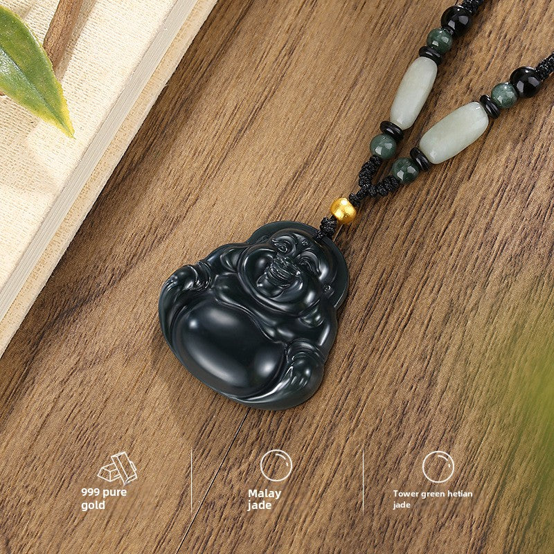 Prosperity Jade Buddha Necklace