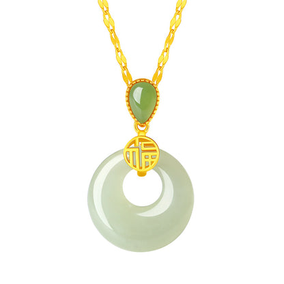 Hetian Jade Peace Pendant Necklace