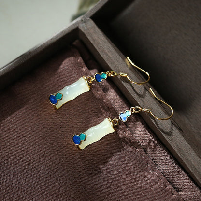 Bamboo Elegance Jade Earrings