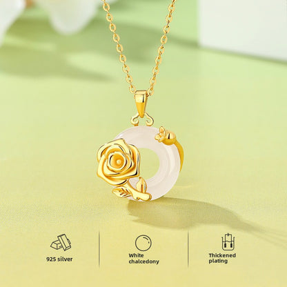 Chalcedony Serenity Rose Necklace