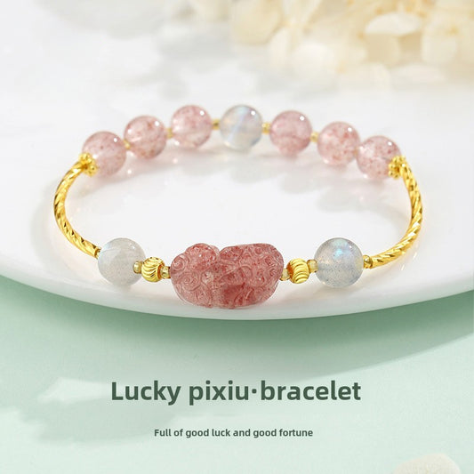 Strawberry Quartz Silver Bracelet