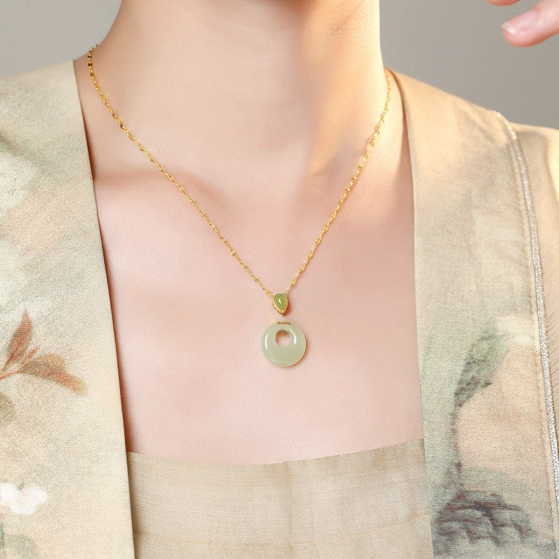 Hetian Jade Peace Pendant Necklace