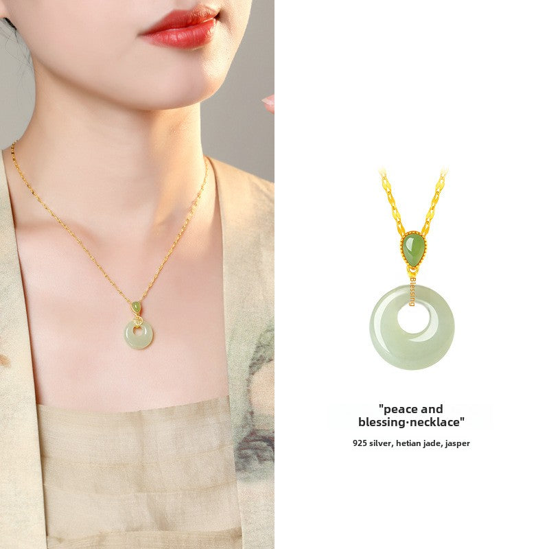 Hetian Jade Peace Pendant Necklace