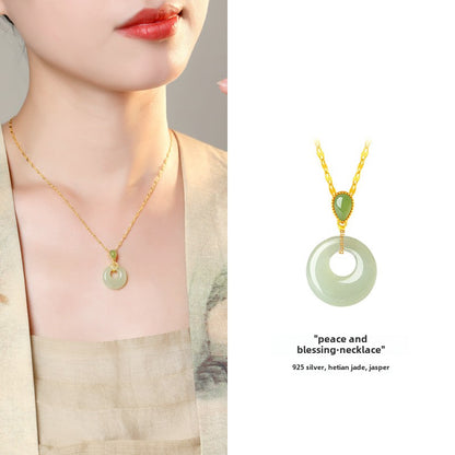 Hetian Jade Peace Pendant Necklace