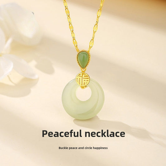 Hetian Jade Peace Pendant Necklace