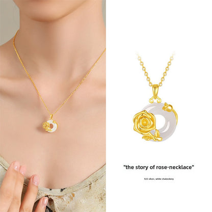 Chalcedony Serenity Rose Necklace