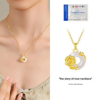 Chalcedony Serenity Rose Necklace