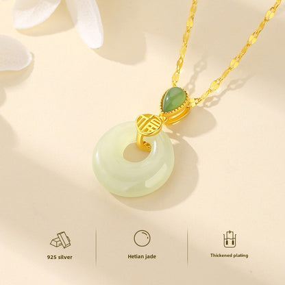 Hetian Jade Peace Pendant Necklace